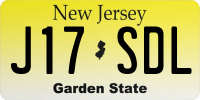 NJ license plate J17SDL