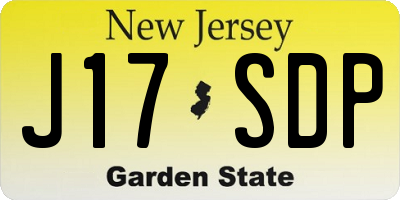NJ license plate J17SDP