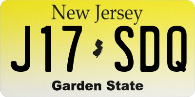 NJ license plate J17SDQ
