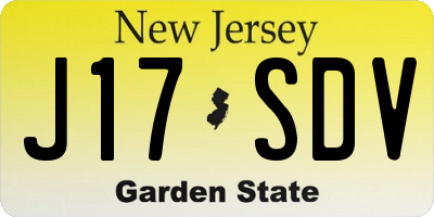 NJ license plate J17SDV