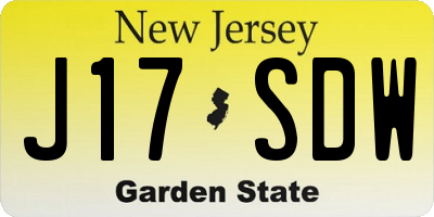 NJ license plate J17SDW