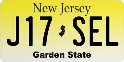 NJ license plate J17SEL