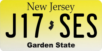 NJ license plate J17SES