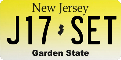NJ license plate J17SET