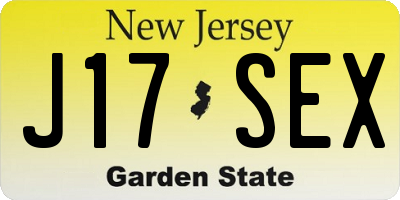 NJ license plate J17SEX