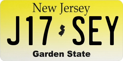 NJ license plate J17SEY