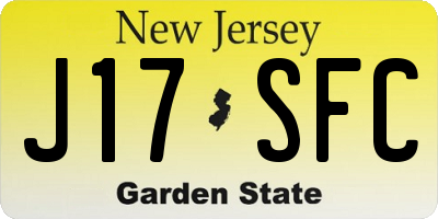 NJ license plate J17SFC
