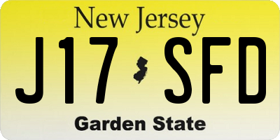 NJ license plate J17SFD
