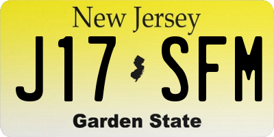 NJ license plate J17SFM