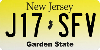 NJ license plate J17SFV