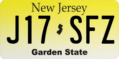 NJ license plate J17SFZ