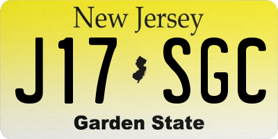 NJ license plate J17SGC