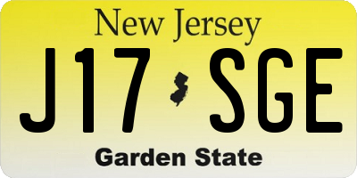 NJ license plate J17SGE