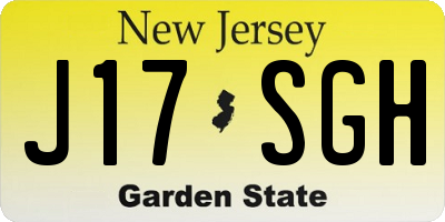 NJ license plate J17SGH