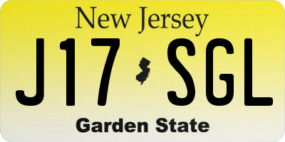 NJ license plate J17SGL