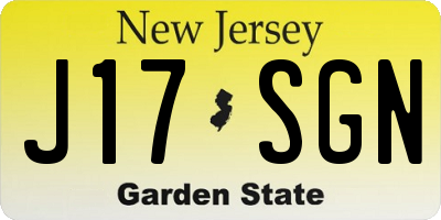 NJ license plate J17SGN