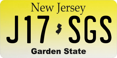 NJ license plate J17SGS