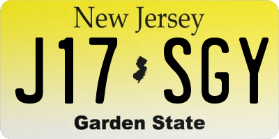 NJ license plate J17SGY