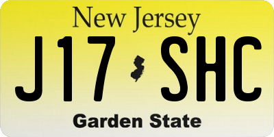NJ license plate J17SHC