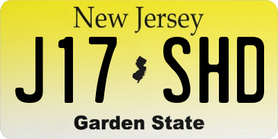 NJ license plate J17SHD