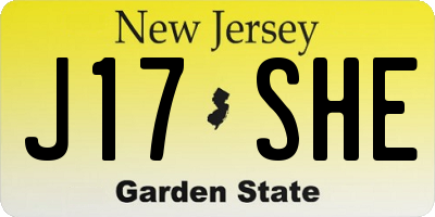 NJ license plate J17SHE