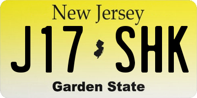 NJ license plate J17SHK