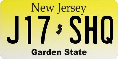NJ license plate J17SHQ