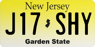 NJ license plate J17SHY