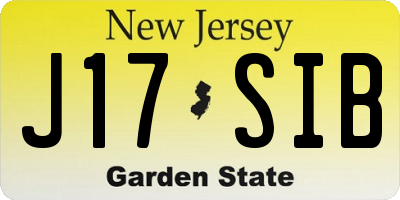 NJ license plate J17SIB