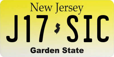 NJ license plate J17SIC