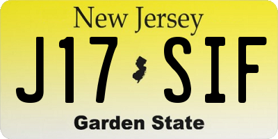 NJ license plate J17SIF