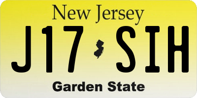 NJ license plate J17SIH