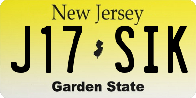 NJ license plate J17SIK