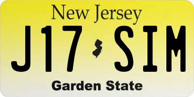 NJ license plate J17SIM