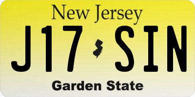 NJ license plate J17SIN