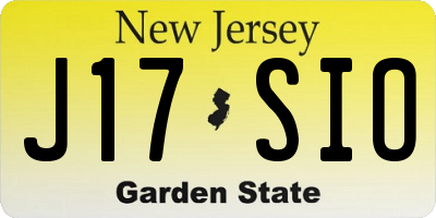 NJ license plate J17SIO