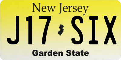 NJ license plate J17SIX