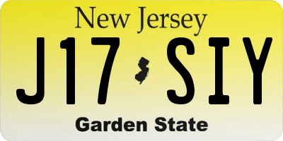 NJ license plate J17SIY