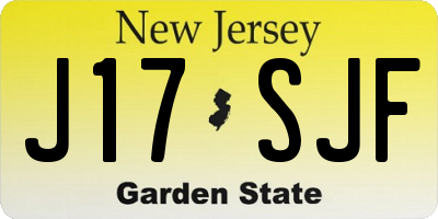 NJ license plate J17SJF