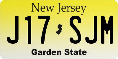 NJ license plate J17SJM