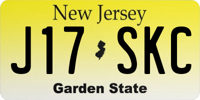 NJ license plate J17SKC