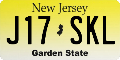 NJ license plate J17SKL