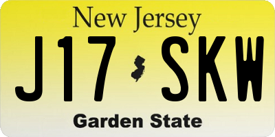 NJ license plate J17SKW
