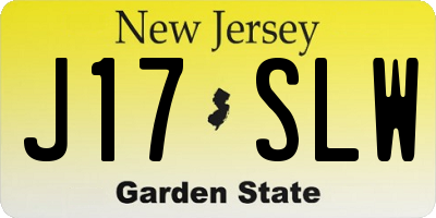 NJ license plate J17SLW