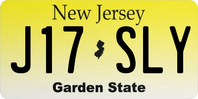 NJ license plate J17SLY
