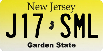 NJ license plate J17SML