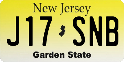 NJ license plate J17SNB