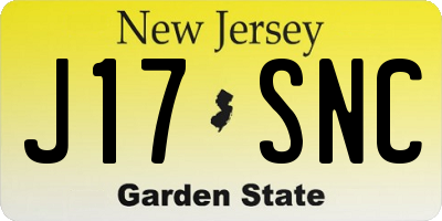 NJ license plate J17SNC