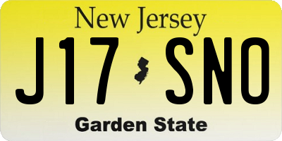 NJ license plate J17SNO