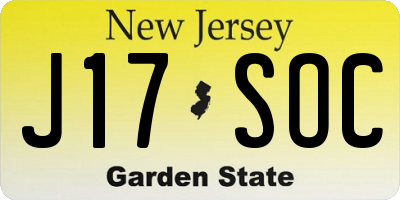 NJ license plate J17SOC